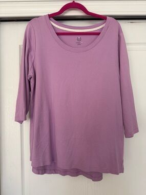 Isaac Mizrahi Lavender Scoop Neck 3/4 Sleeve Top
